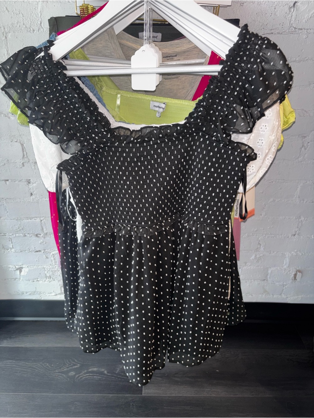 Motherhood Black Polka Dot Off-Shoulder Maternity Blouse